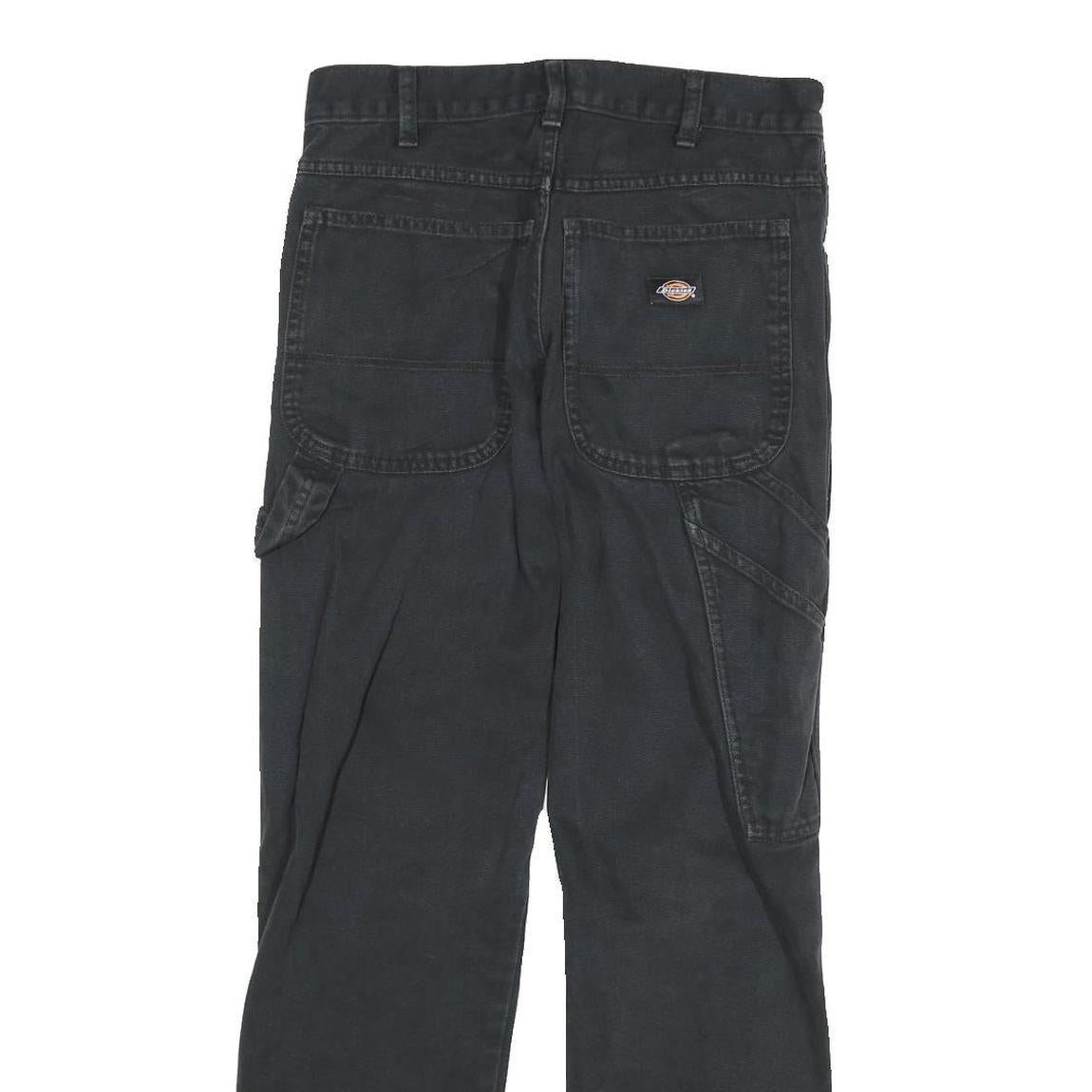 DICKIES Mens Cotton Blend Black Regular Straight Trousers W28 L29 Workwear Zip