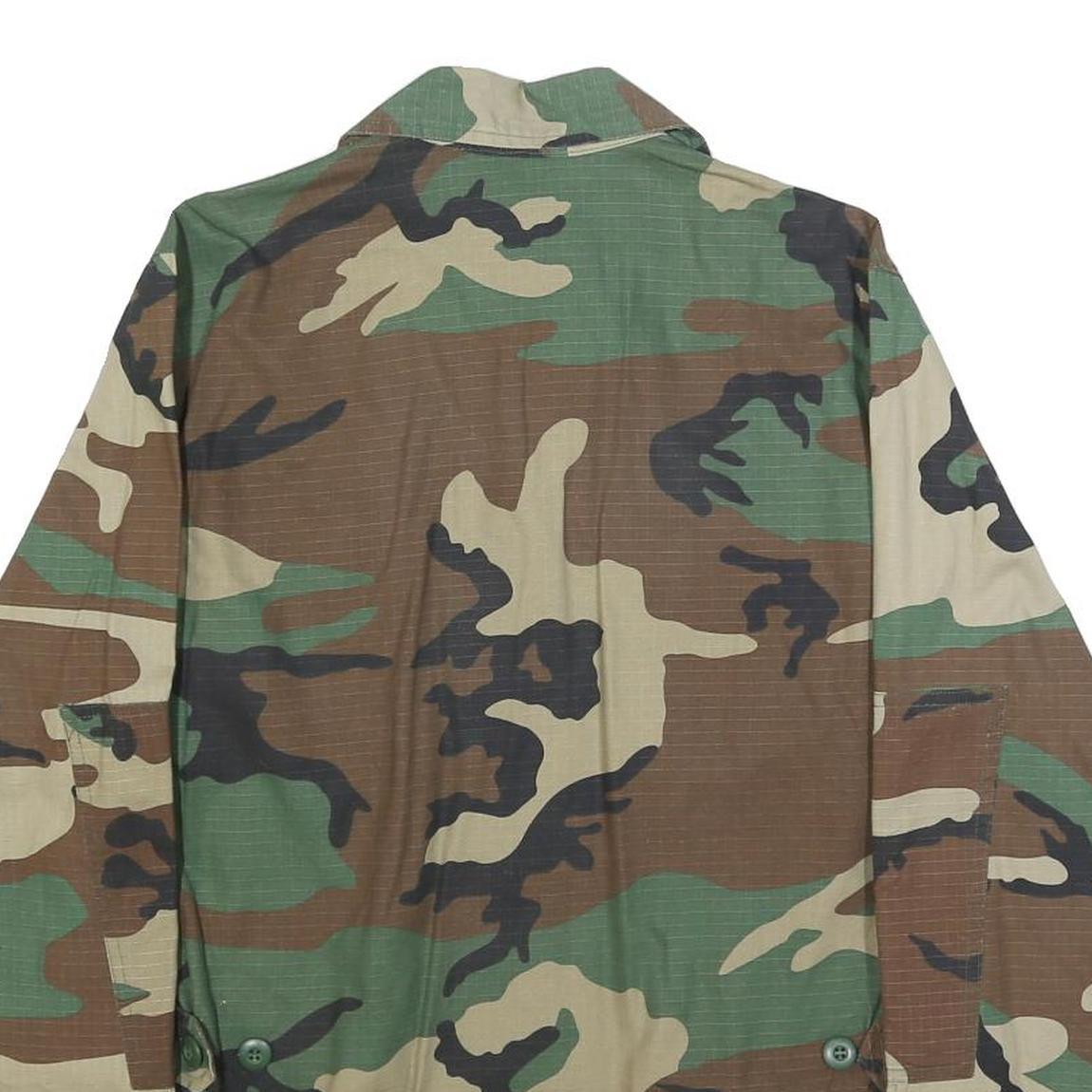 MFH Mens Green & Brown Camouflage Cotton Blend Button Jacket S Ripstop Outdoor