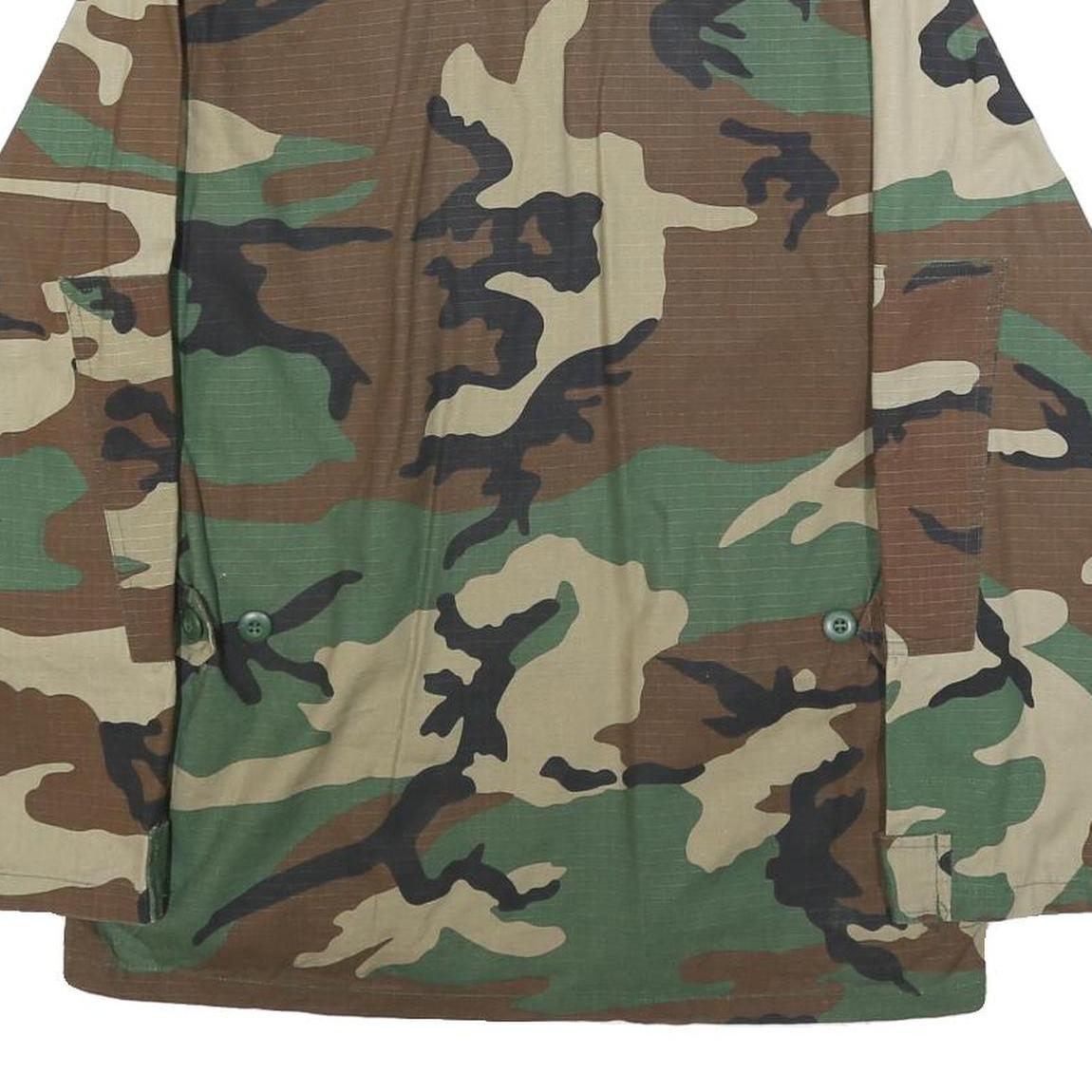 MFH Mens Green & Brown Camouflage Cotton Blend Button Jacket S Ripstop Outdoor