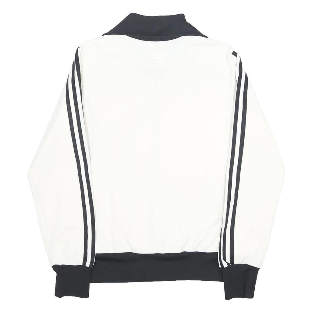 ADIDAS Womens White & Black Track Jacket UK 12 Cotton Blend Zip Sport Casual