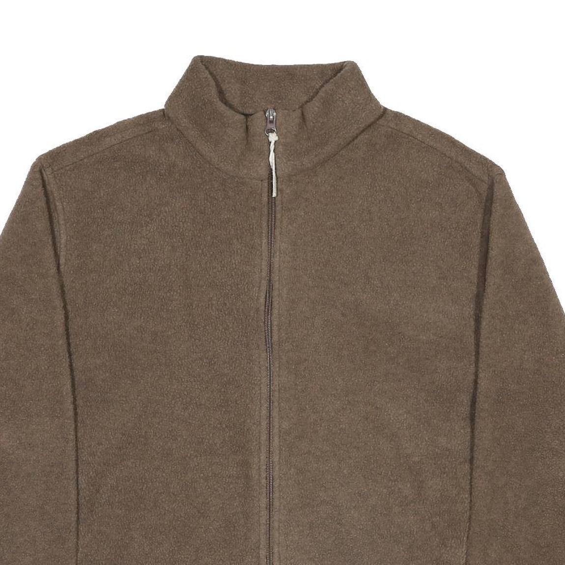 WOOLRICH Womens Brown Polyester Fleece Zip Jacket L Casual Warm Soft Comfort