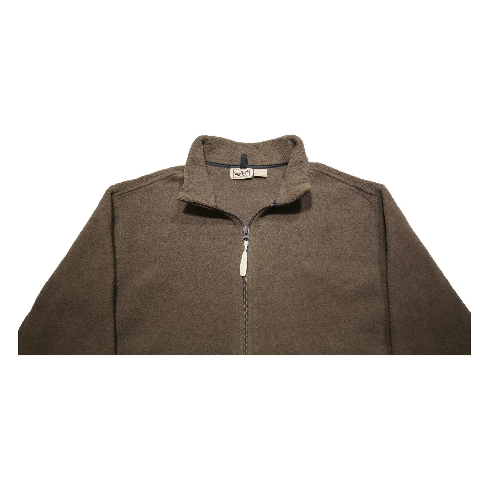 WOOLRICH Womens Brown Polyester Fleece Zip Jacket L Casual Warm Soft Comfort