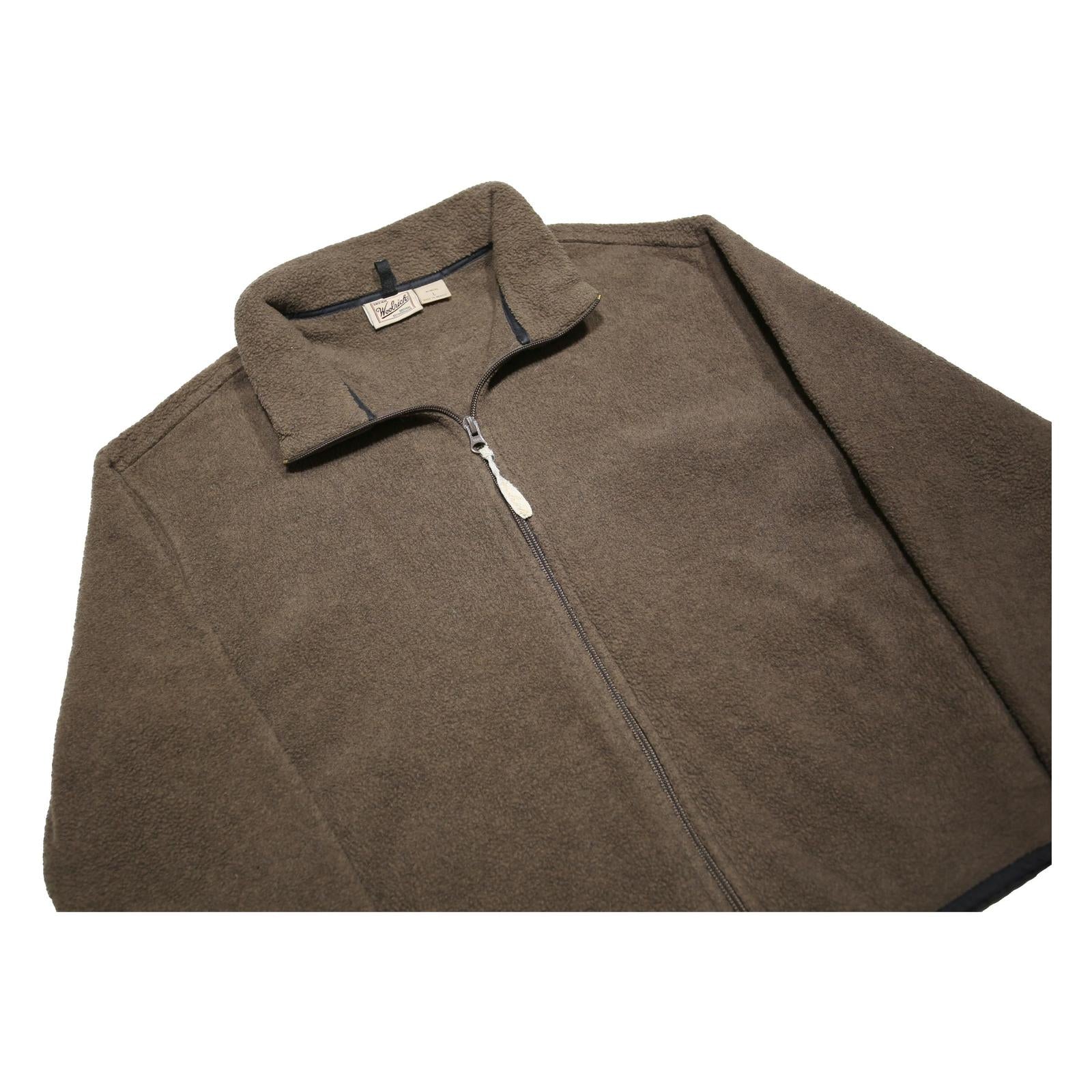 WOOLRICH Womens Brown Polyester Fleece Zip Jacket L Casual Warm Soft Comfort