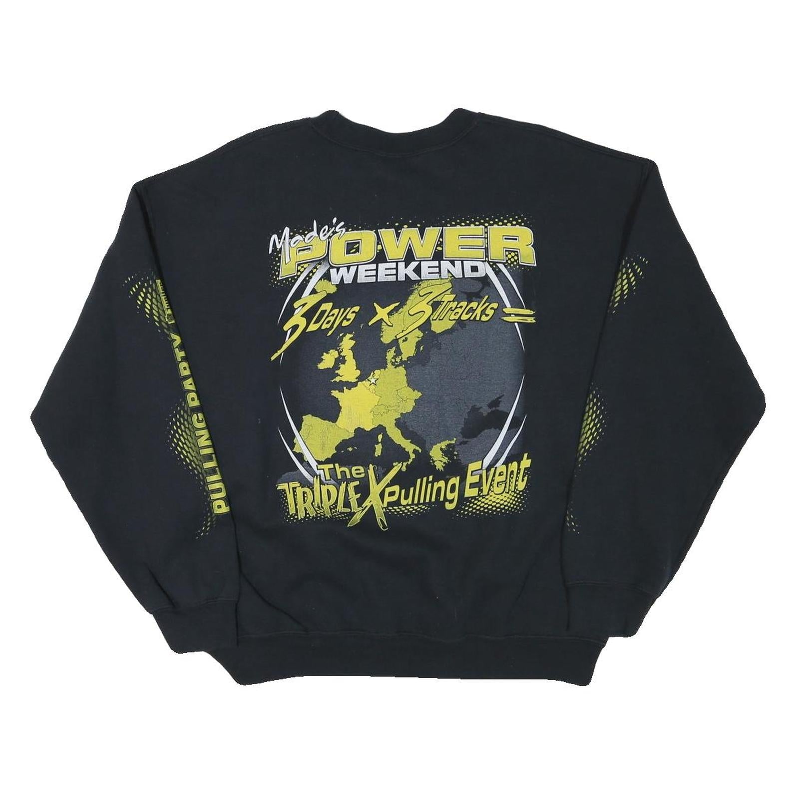 Mens Black Power Weekend Cotton Blend Crew Neck Sweatshirt M Pulling Event