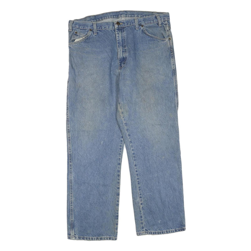 DICKIES Mens Regular Fit Blue Denim Jeans W38 L30 Classic Cotton Blend Zip