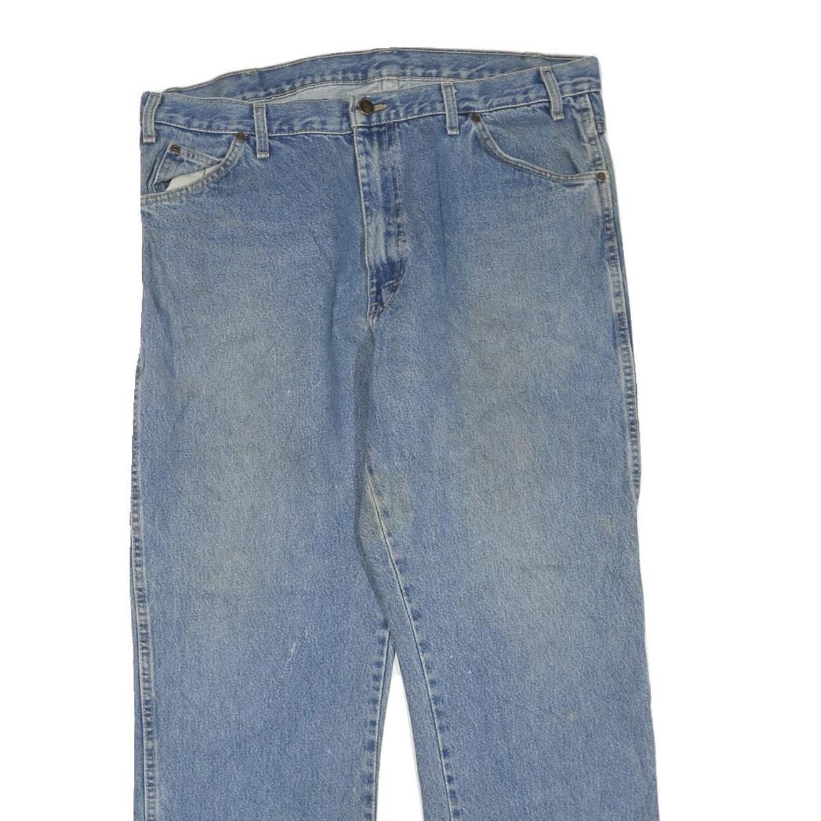 DICKIES Mens Regular Fit Blue Denim Jeans W38 L30 Classic Cotton Blend Zip