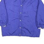 Womens Blue Reversible Button Jacket L Polyester Blend Plain Casual Outerwear