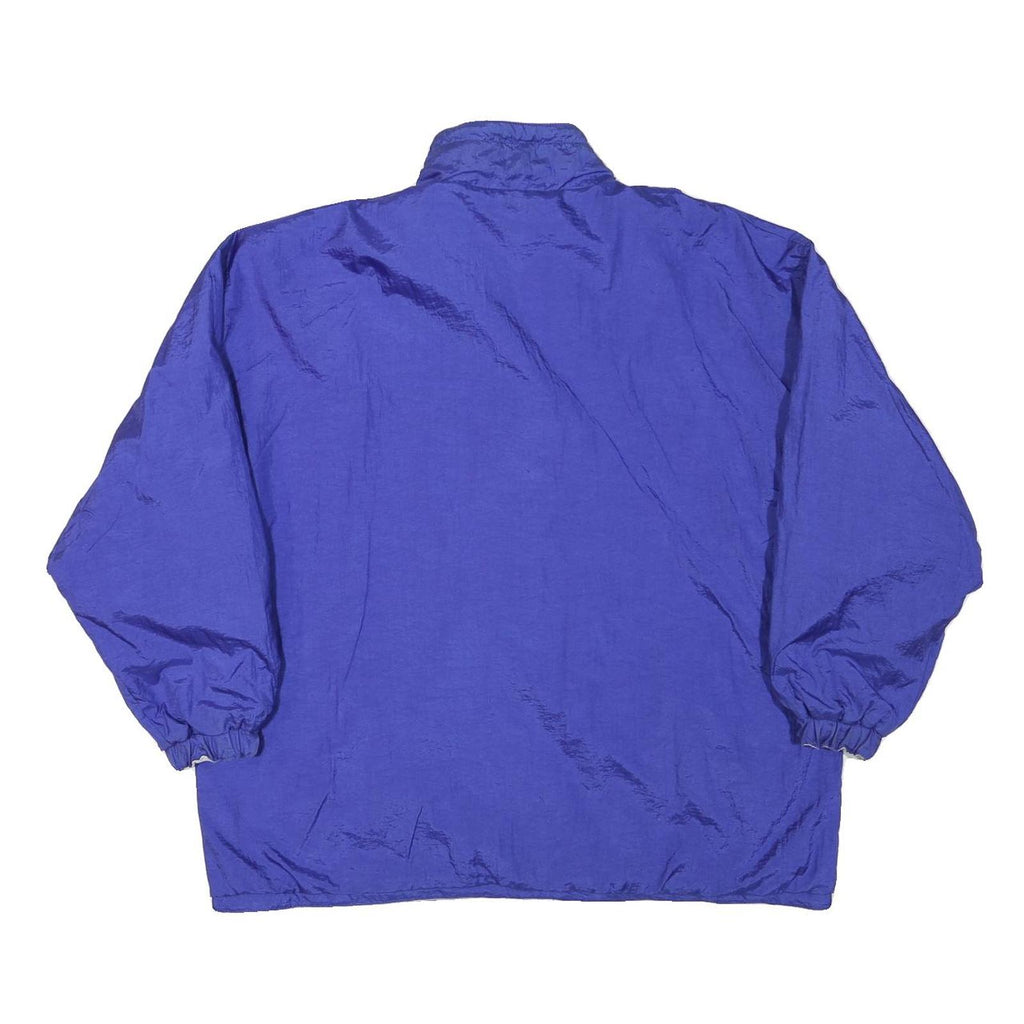 Womens Blue Reversible Button Jacket L Polyester Blend Plain Casual Outerwear