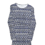 REISS Womens Blue Black & White Day Jersey Striped Long Sleeve Knee Length S