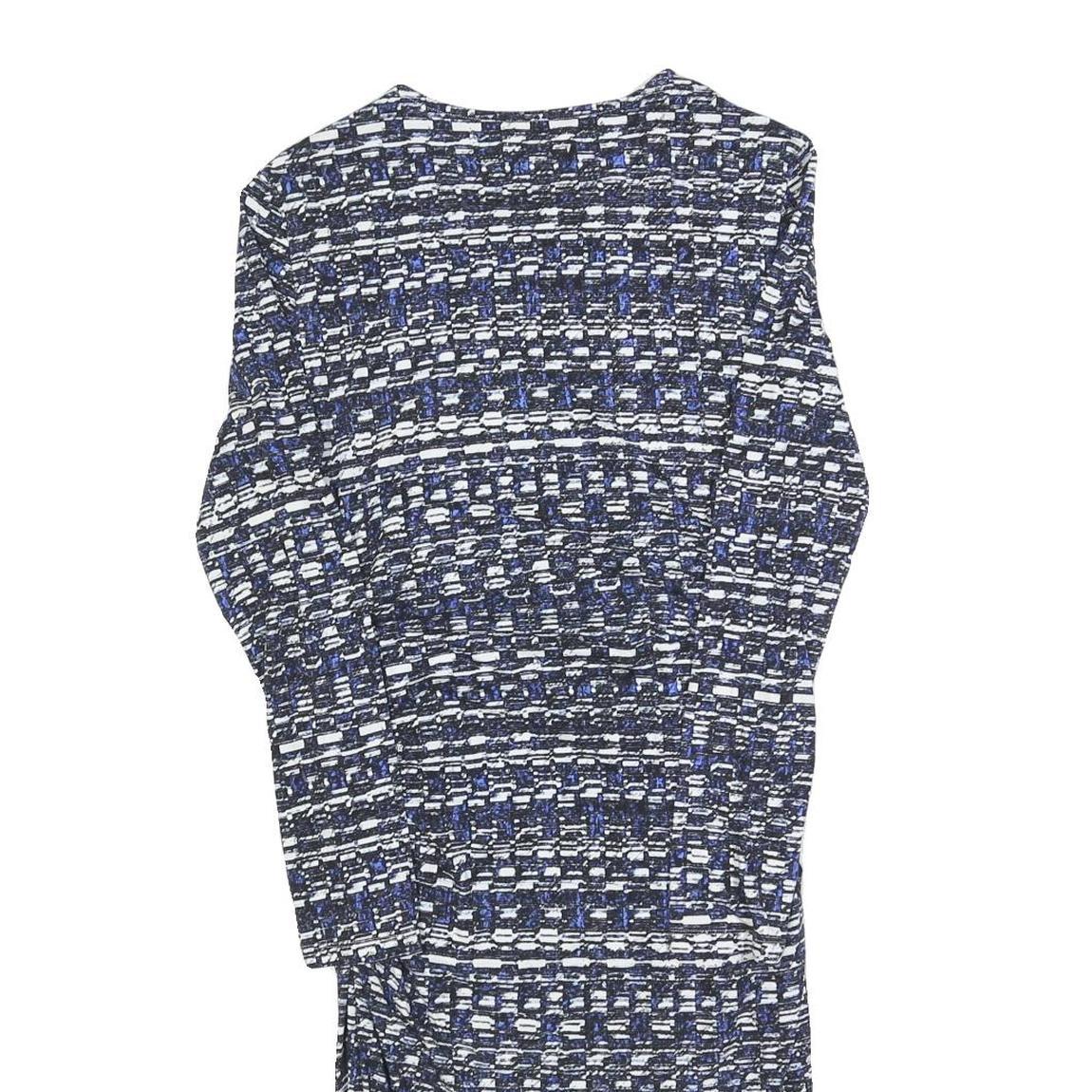 REISS Womens Blue Black & White Day Jersey Striped Long Sleeve Knee Length S