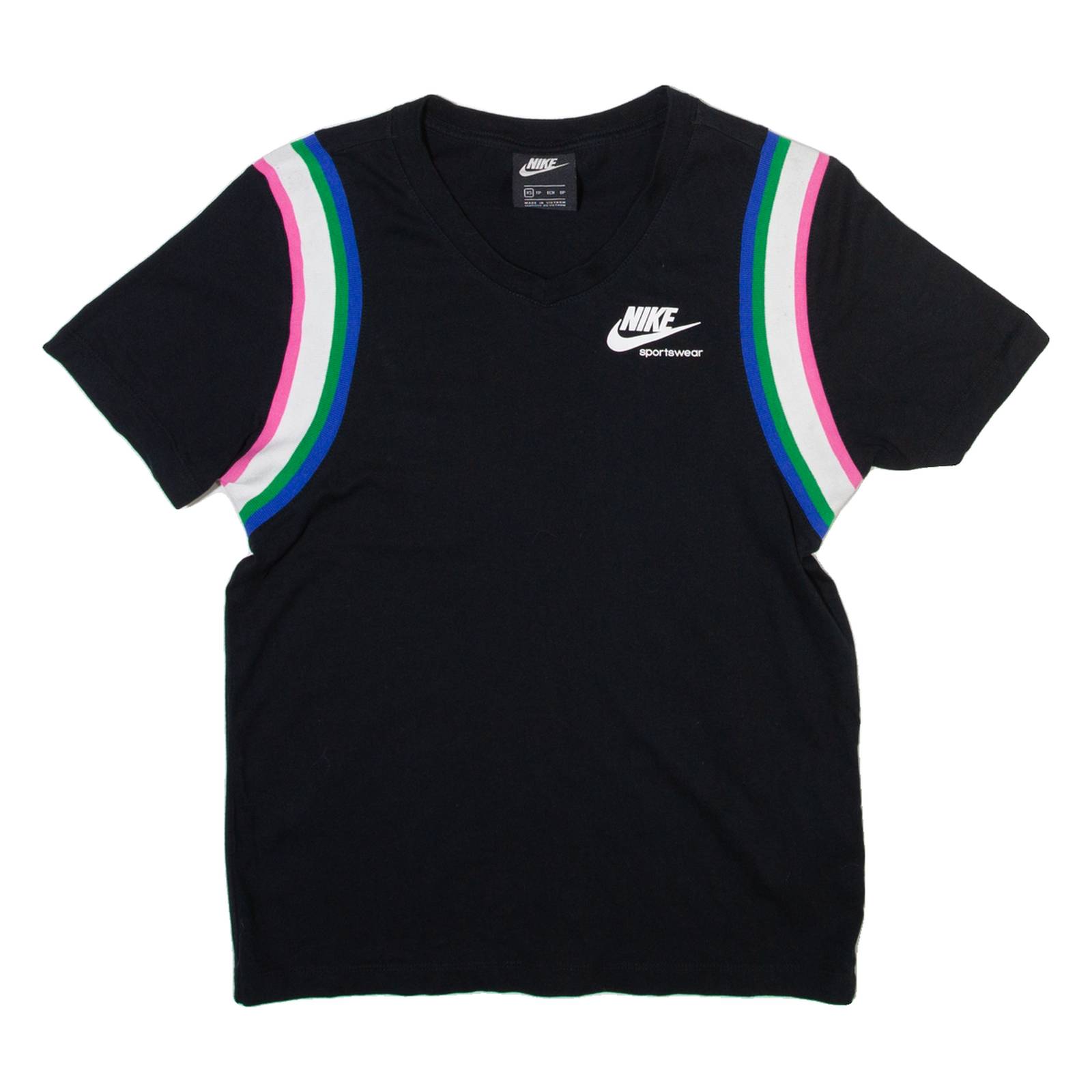 NIKE Womens T-Shirt Black V-Neck XS