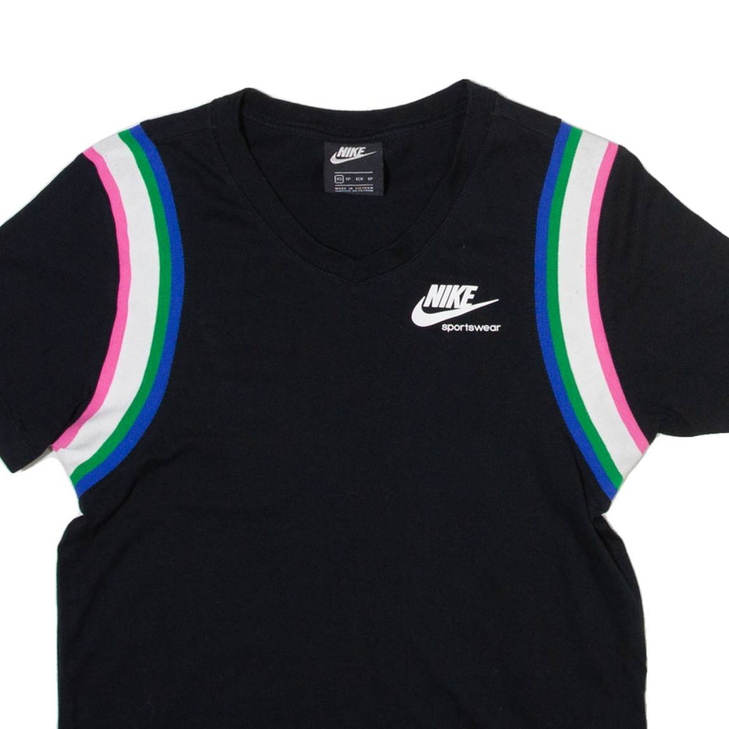 NIKE Womens T-Shirt Black V-Neck XS