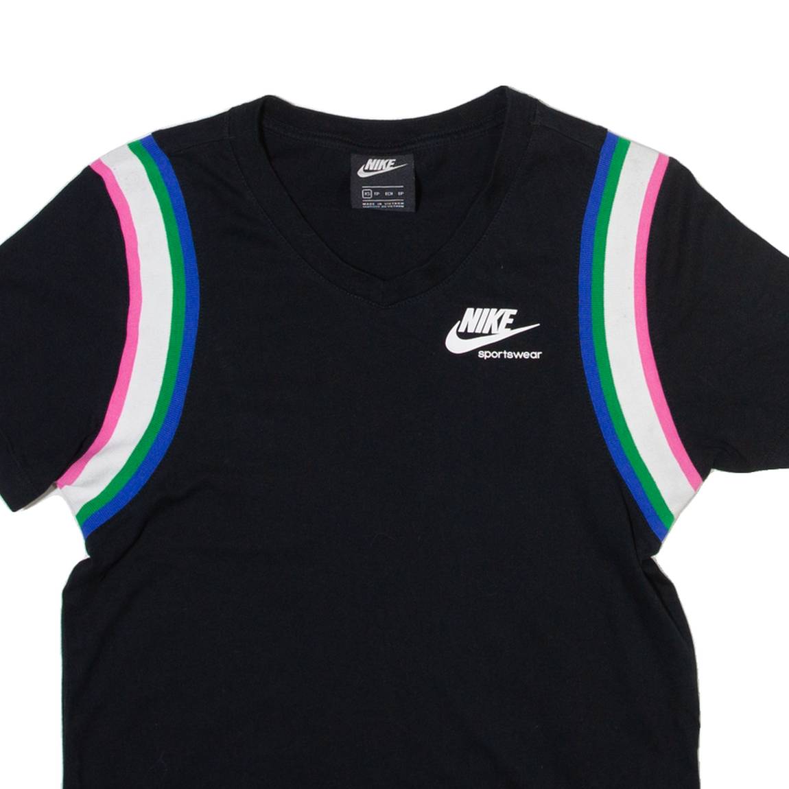 NIKE Womens T-Shirt Black V-Neck XS