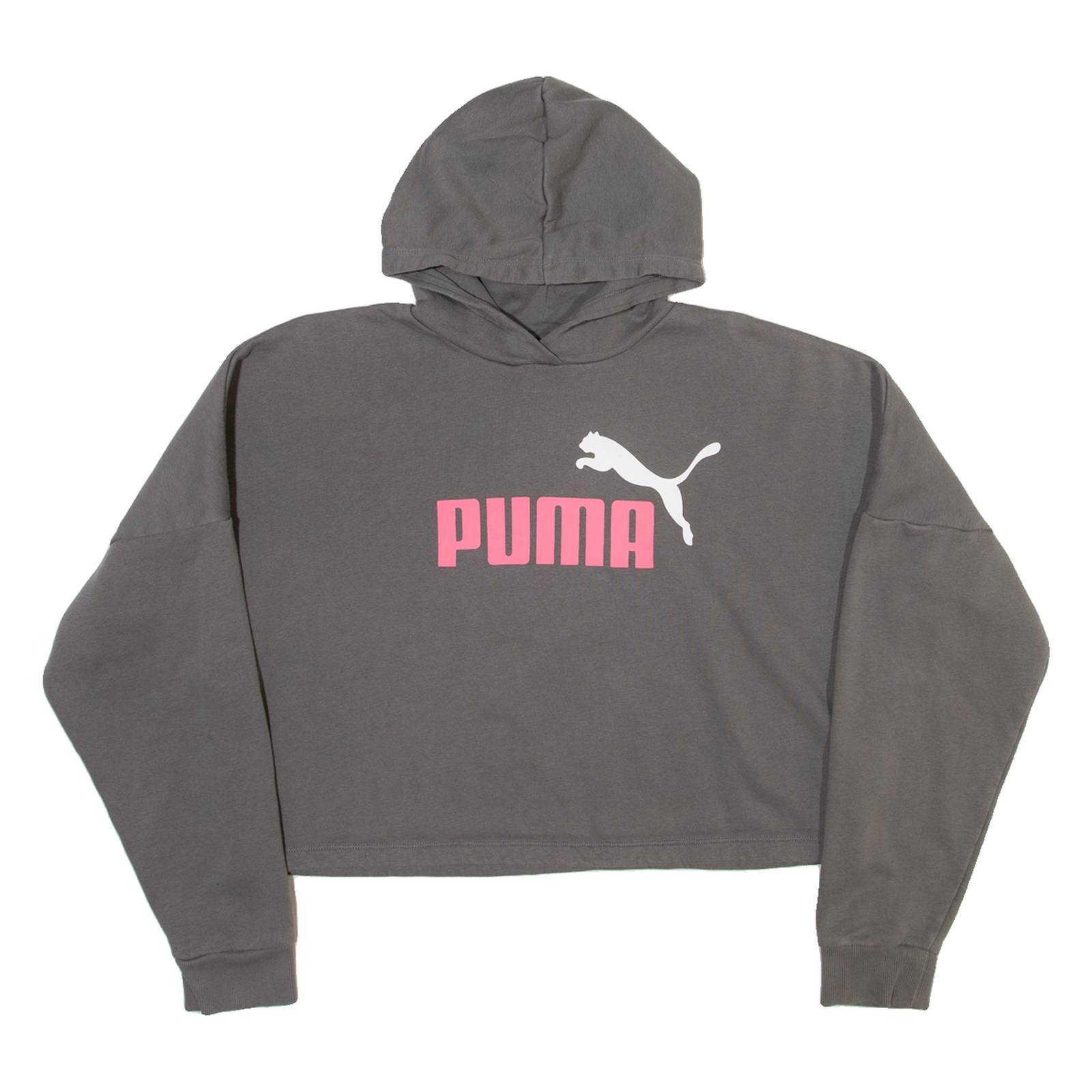 PUMA Cropped Womens Grey Hoodie M