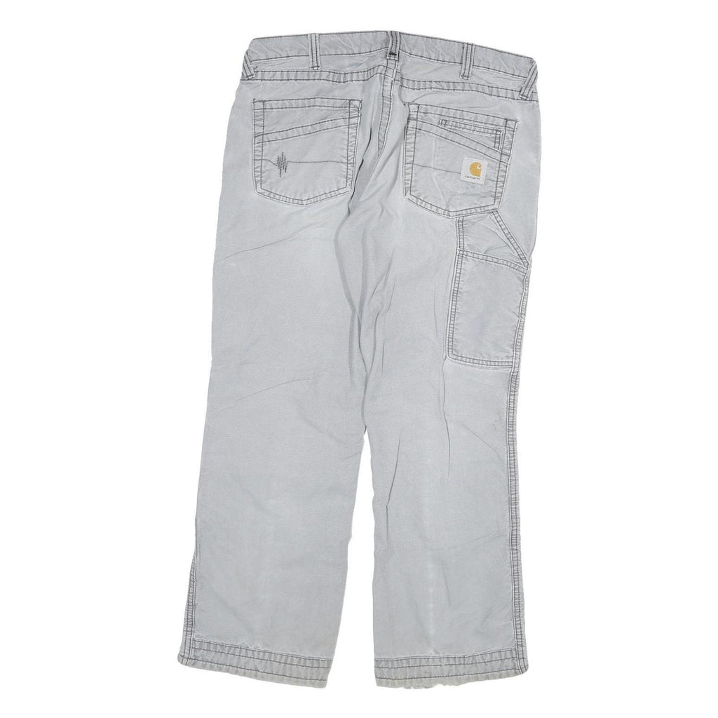 CARHARTT Mens Cotton Blend Grey Regular Fit Straight Leg Trousers W34 L29 Casual