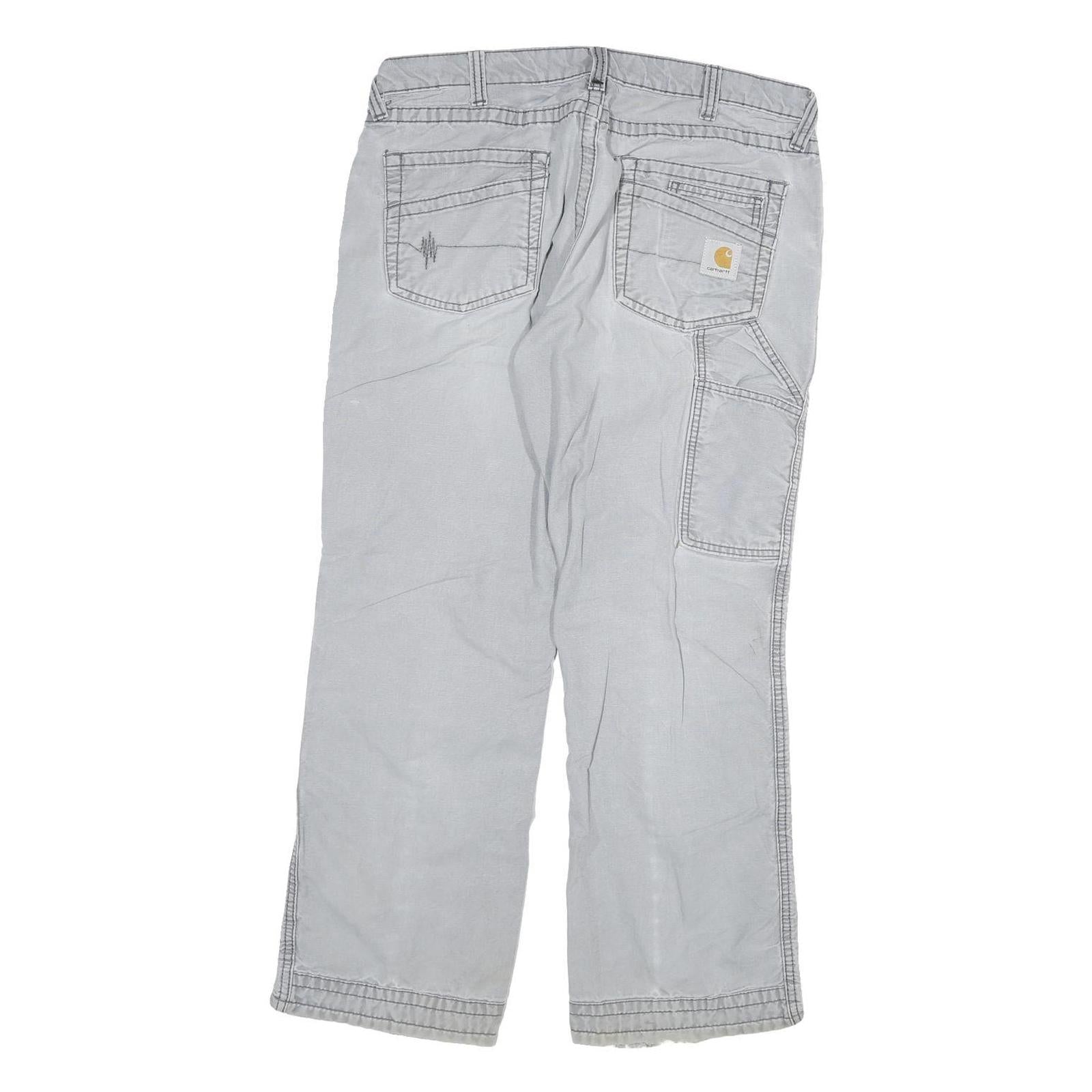 CARHARTT Mens Cotton Blend Grey Regular Fit Straight Leg Trousers W34 L29 Casual