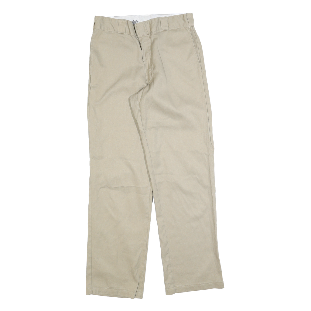 DICKIES Mens Regular Fit Beige Cotton Blend Trousers W32 L32 Classic Workwear