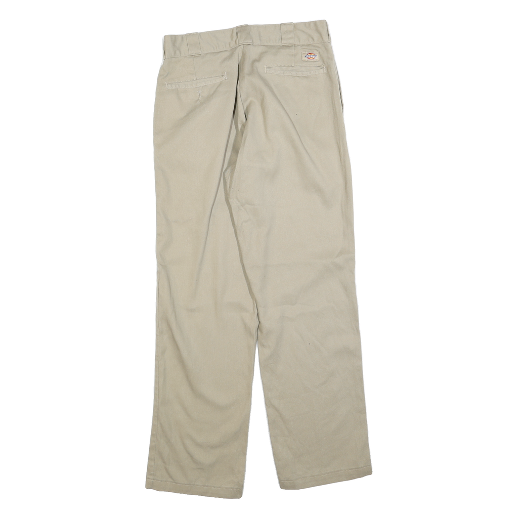 DICKIES Mens Regular Fit Beige Cotton Blend Trousers W32 L32 Classic Workwear