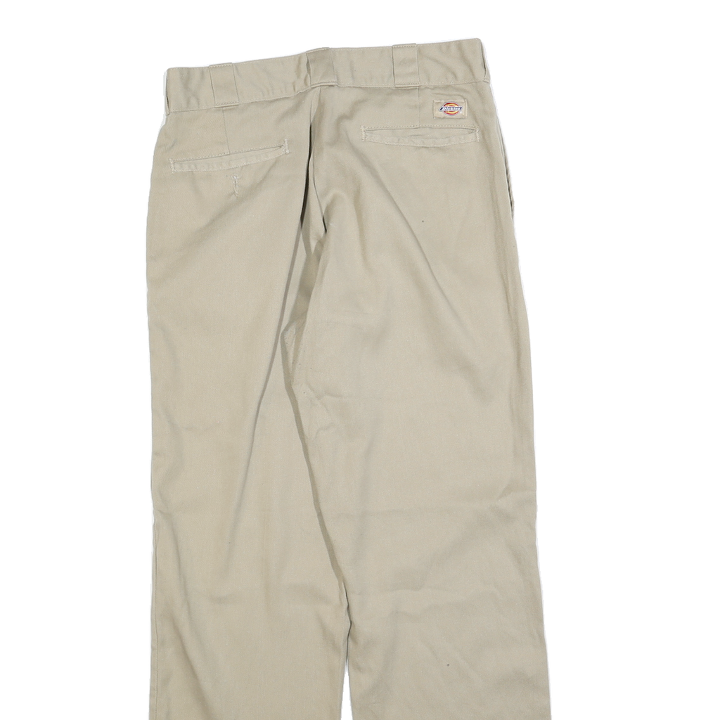 DICKIES Mens Regular Fit Beige Cotton Blend Trousers W32 L32 Classic Workwear