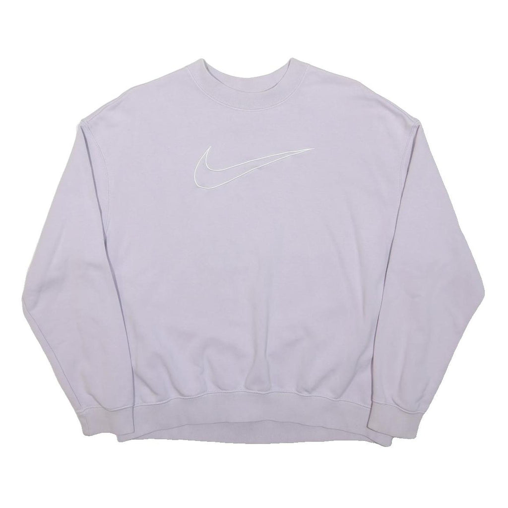 NIKE Womens White Crew Neck S Cotton Blend Sweatshirt Sports Casual Pullover