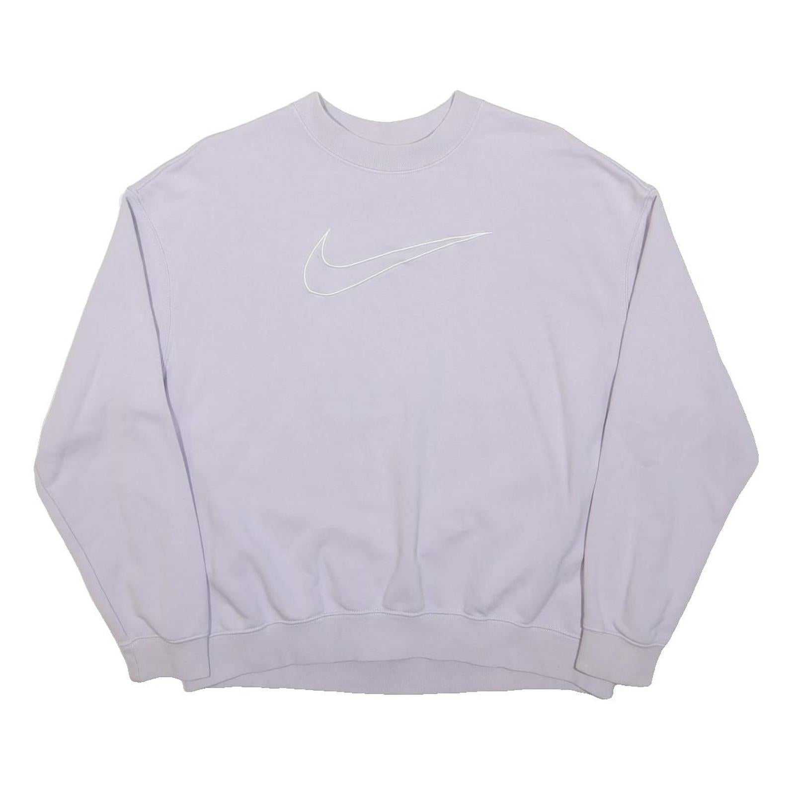 NIKE Womens White Crew Neck S Cotton Blend Sweatshirt Sports Casual Pullover