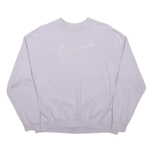 NIKE Womens White Crew Neck S Cotton Blend Sweatshirt Sports Casual Pullover