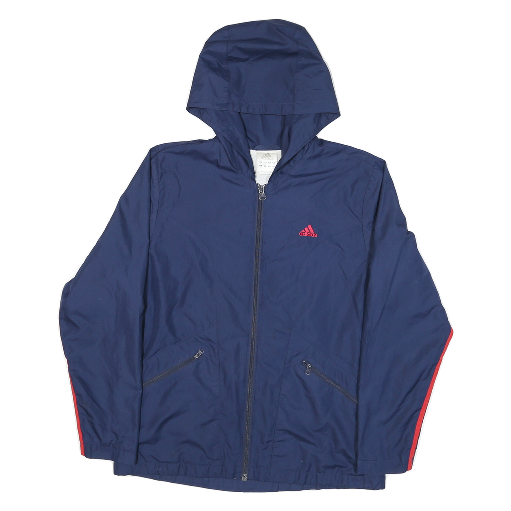 ADIDAS Mens Blue & Red Hooded Track Jacket M Nylon Zip Casual Sportswear