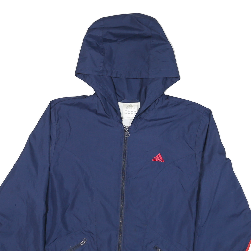 ADIDAS Mens Blue & Red Hooded Track Jacket M Nylon Zip Casual Sportswear
