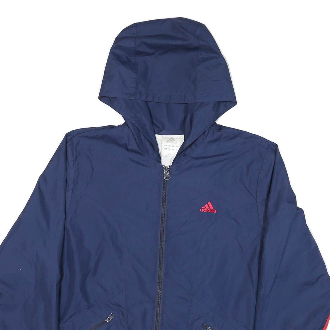 ADIDAS Mens Blue & Red Hooded Track Jacket M Nylon Zip Casual Sportswear
