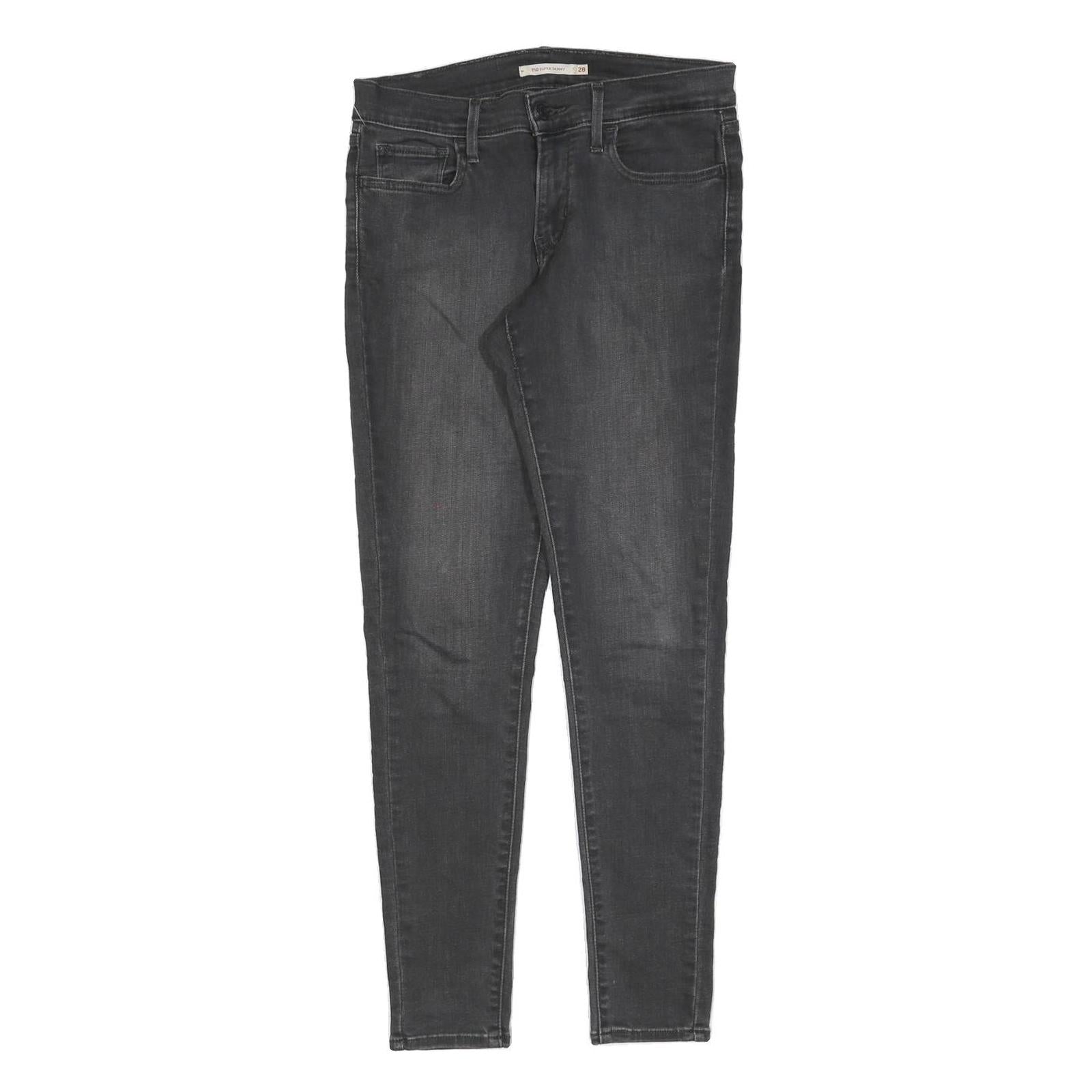 LEVI'S 710 Womens Slim Black Denim Raw Cotton Blend Jeans W28 L30 Skinny Fit