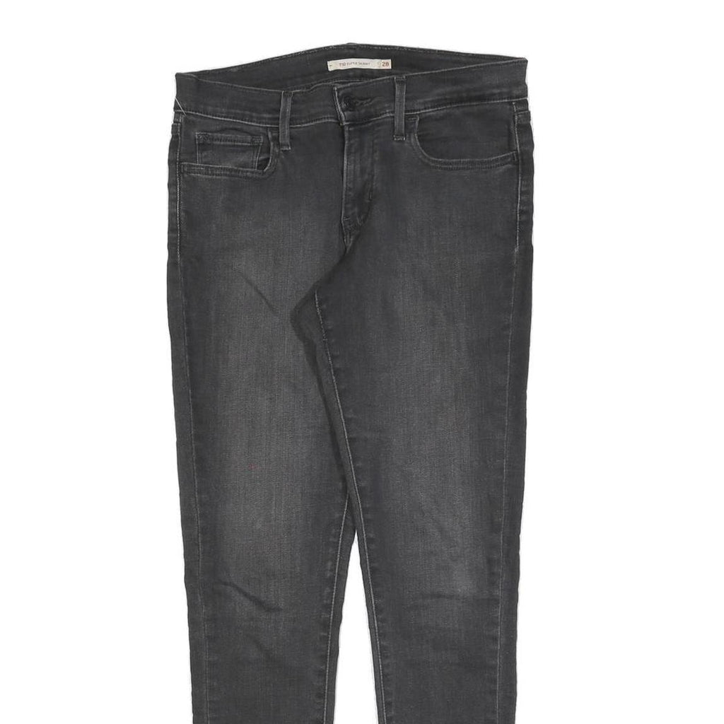 LEVI'S 710 Womens Slim Black Denim Raw Cotton Blend Jeans W28 L30 Skinny Fit