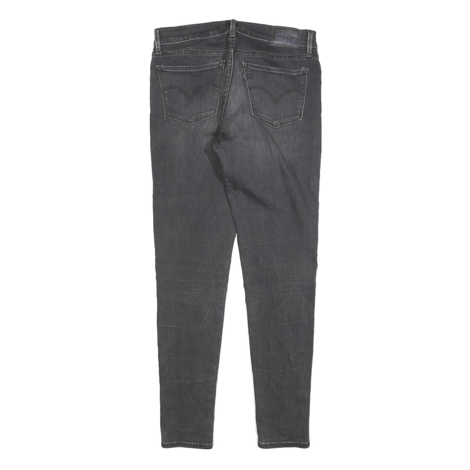 LEVI'S 710 Womens Slim Black Denim Raw Cotton Blend Jeans W28 L30 Skinny Fit