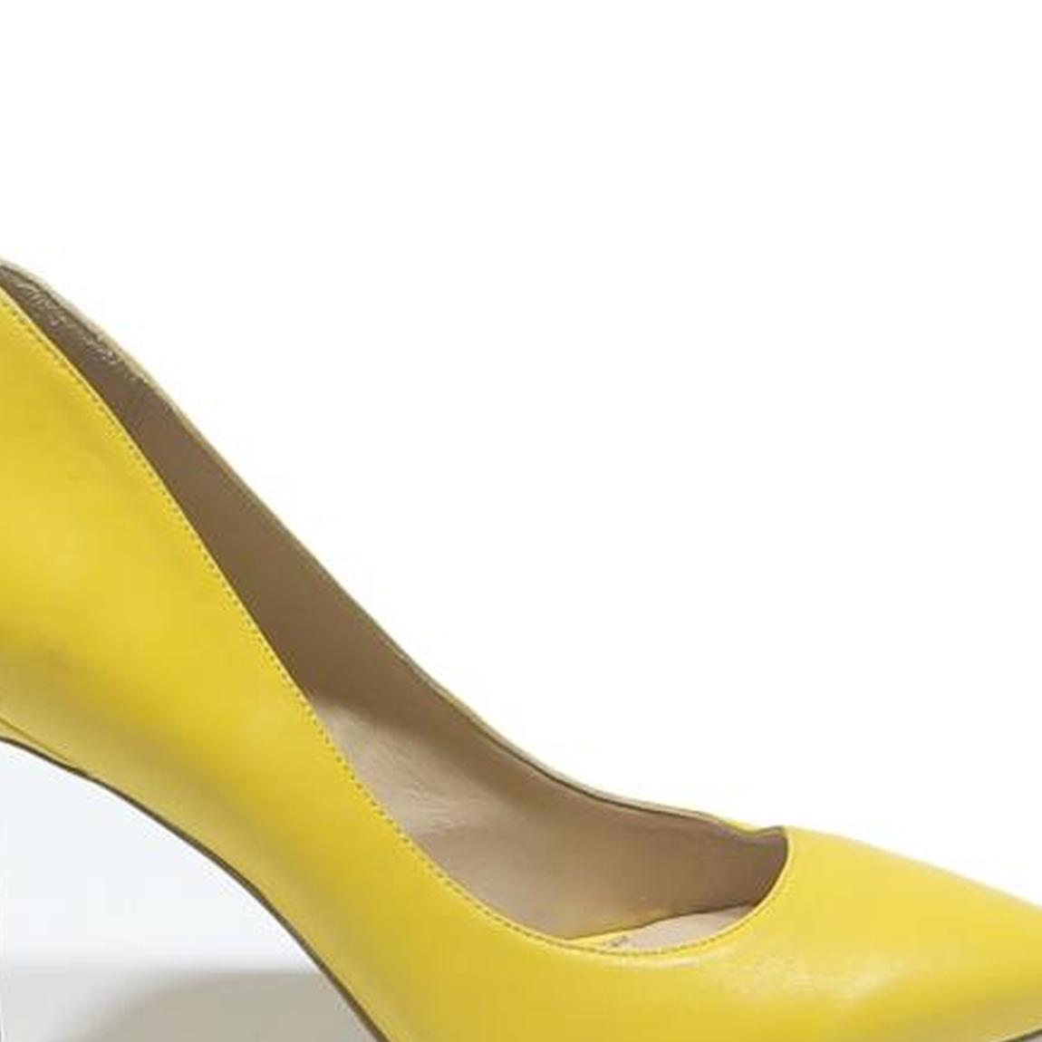 SAM EDELMAN Hazel Womens Yellow Leather High Heel Pumps UK 7 Classic Elegant