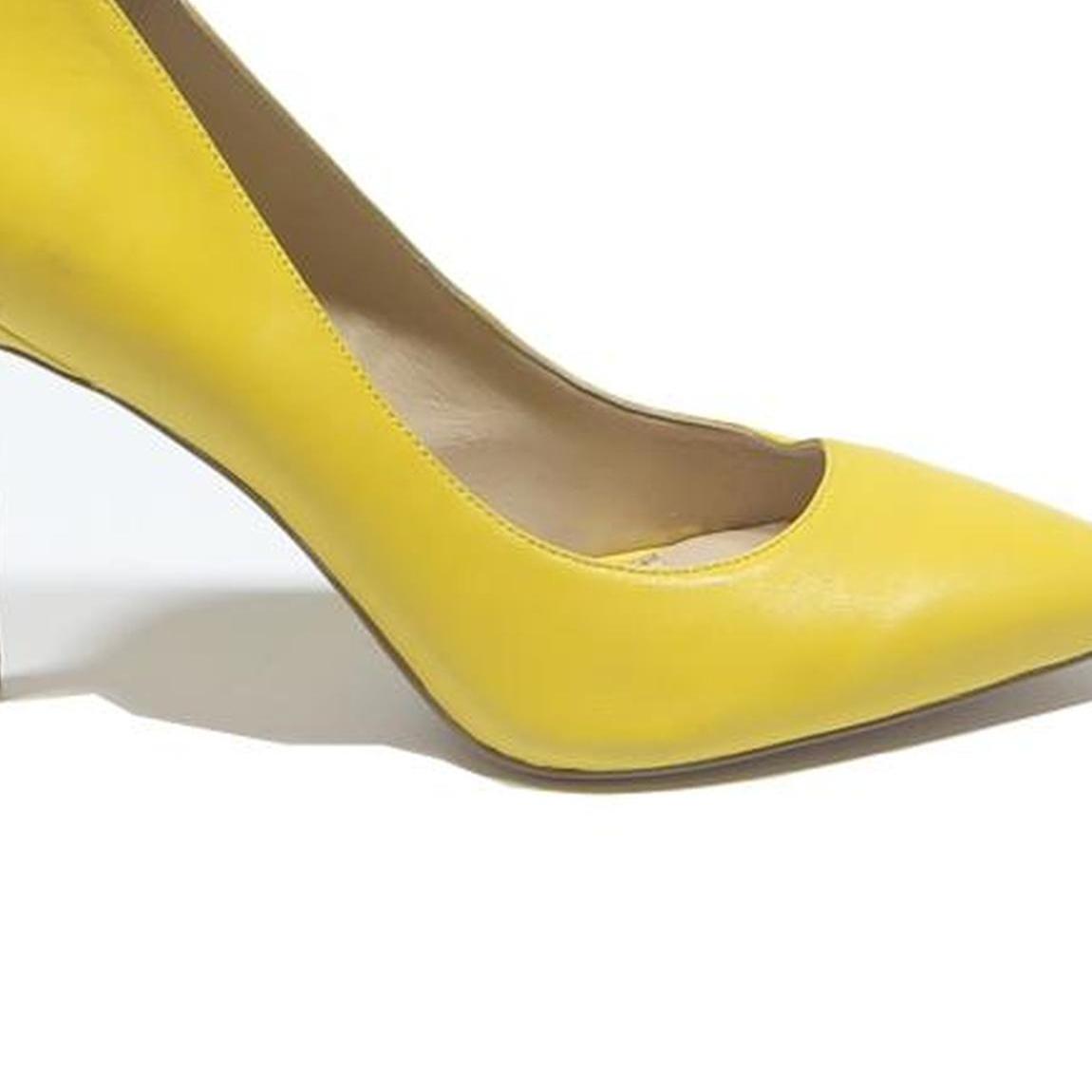 SAM EDELMAN Hazel Womens Yellow Leather High Heel Pumps UK 7 Classic Elegant