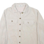 PIECES Womens Beige Cotton Blend Button Jacket M Corduroy Plain Stylish Relaxed