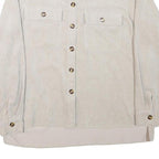 PIECES Womens Beige Cotton Blend Button Jacket M Corduroy Plain Stylish Relaxed