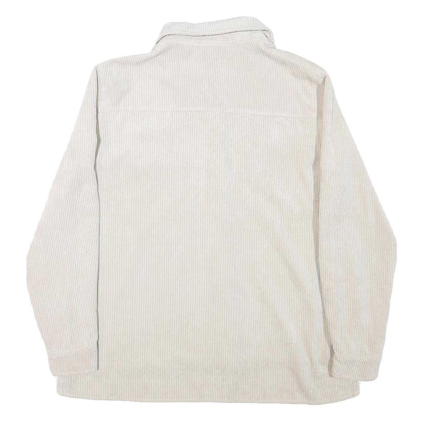 PIECES Womens Beige Cotton Blend Button Jacket M Corduroy Plain Stylish Relaxed