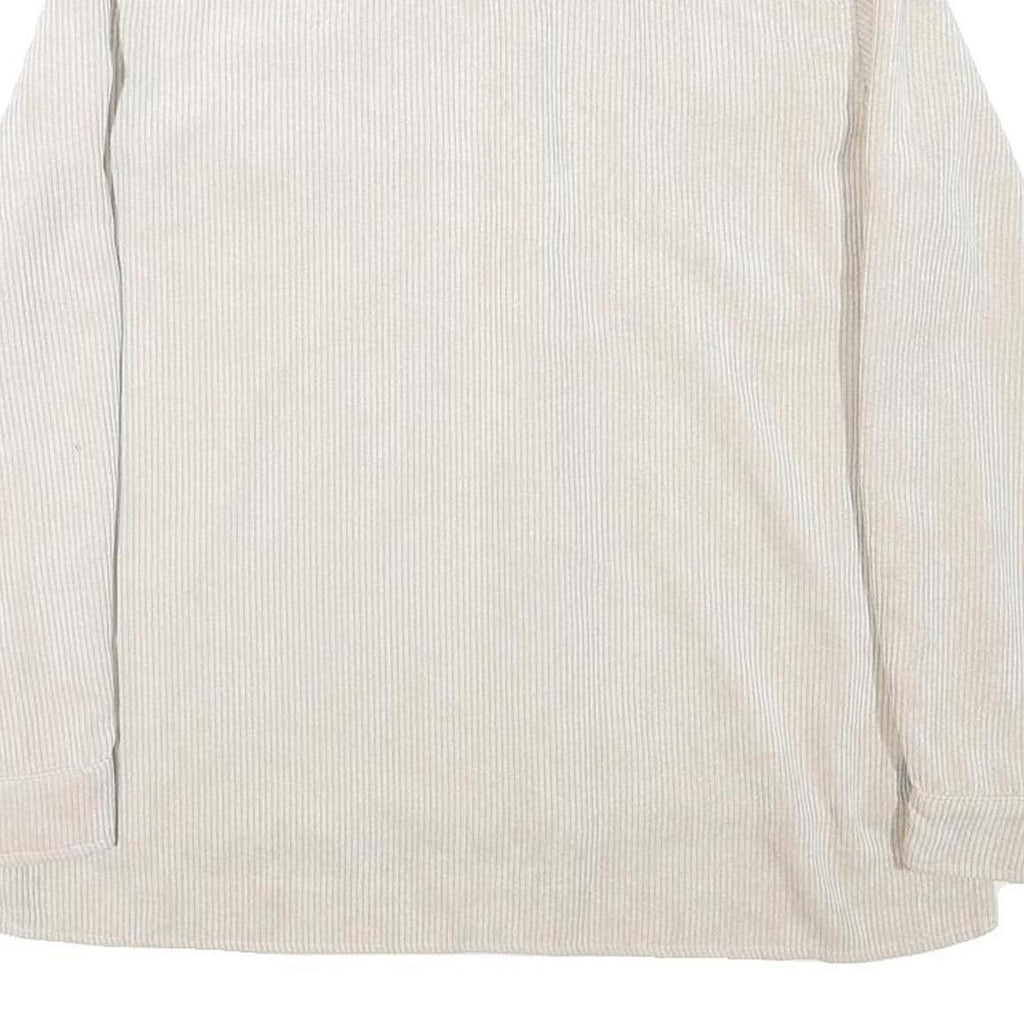 PIECES Womens Beige Cotton Blend Button Jacket M Corduroy Plain Stylish Relaxed