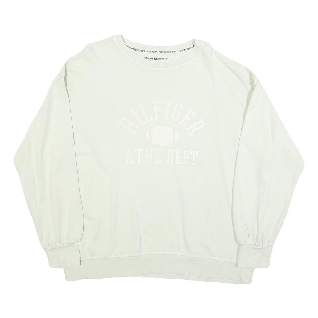 TOMMY HILFIGER Womens White Cotton Blend Crew Neck S Casual Pullover Sweatshirt