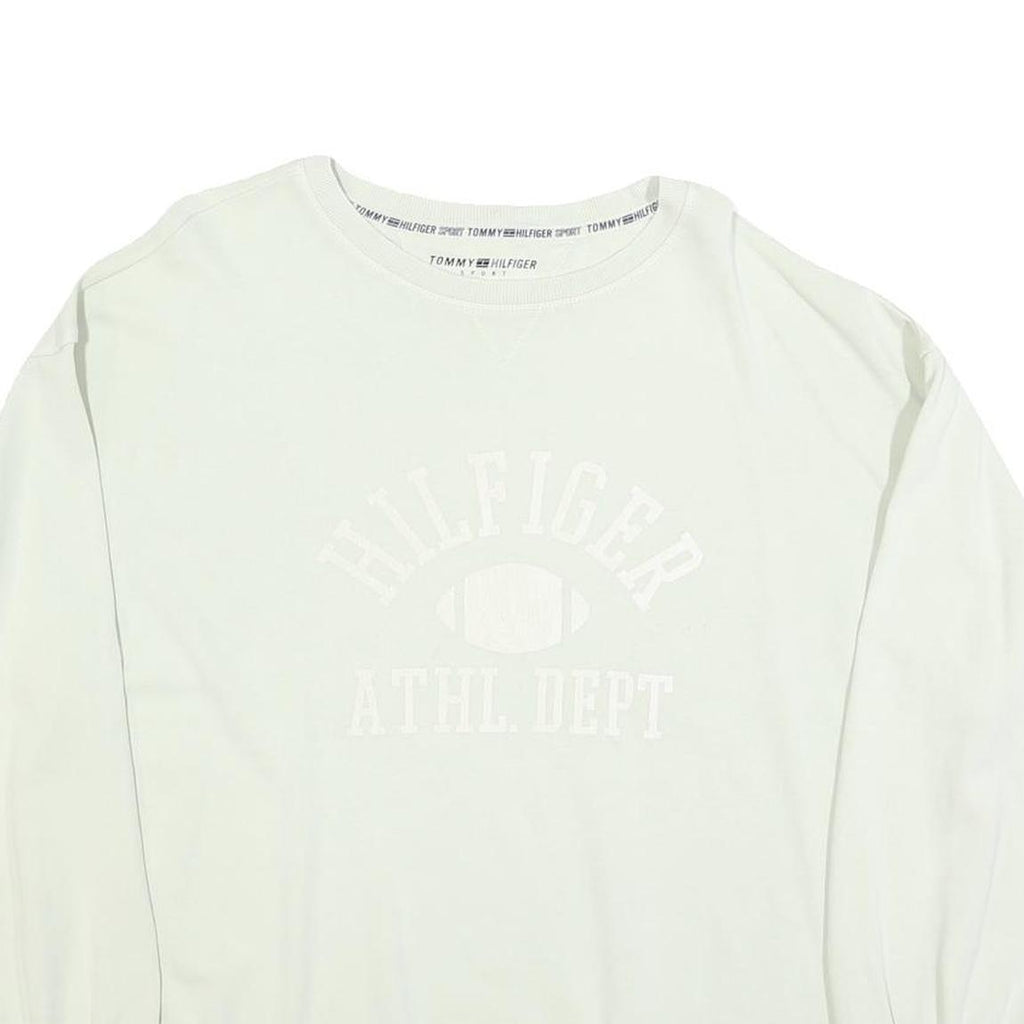 TOMMY HILFIGER Womens White Cotton Blend Crew Neck S Casual Pullover Sweatshirt