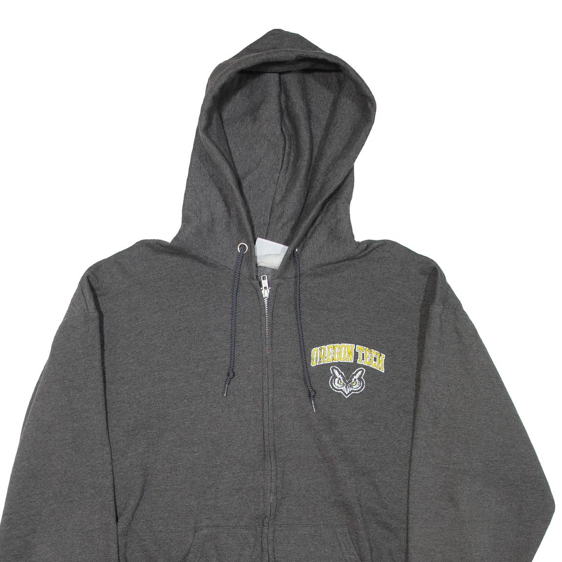 CHAMPION Oregon Tech Mens Grey Hoodie Full Zip USA L