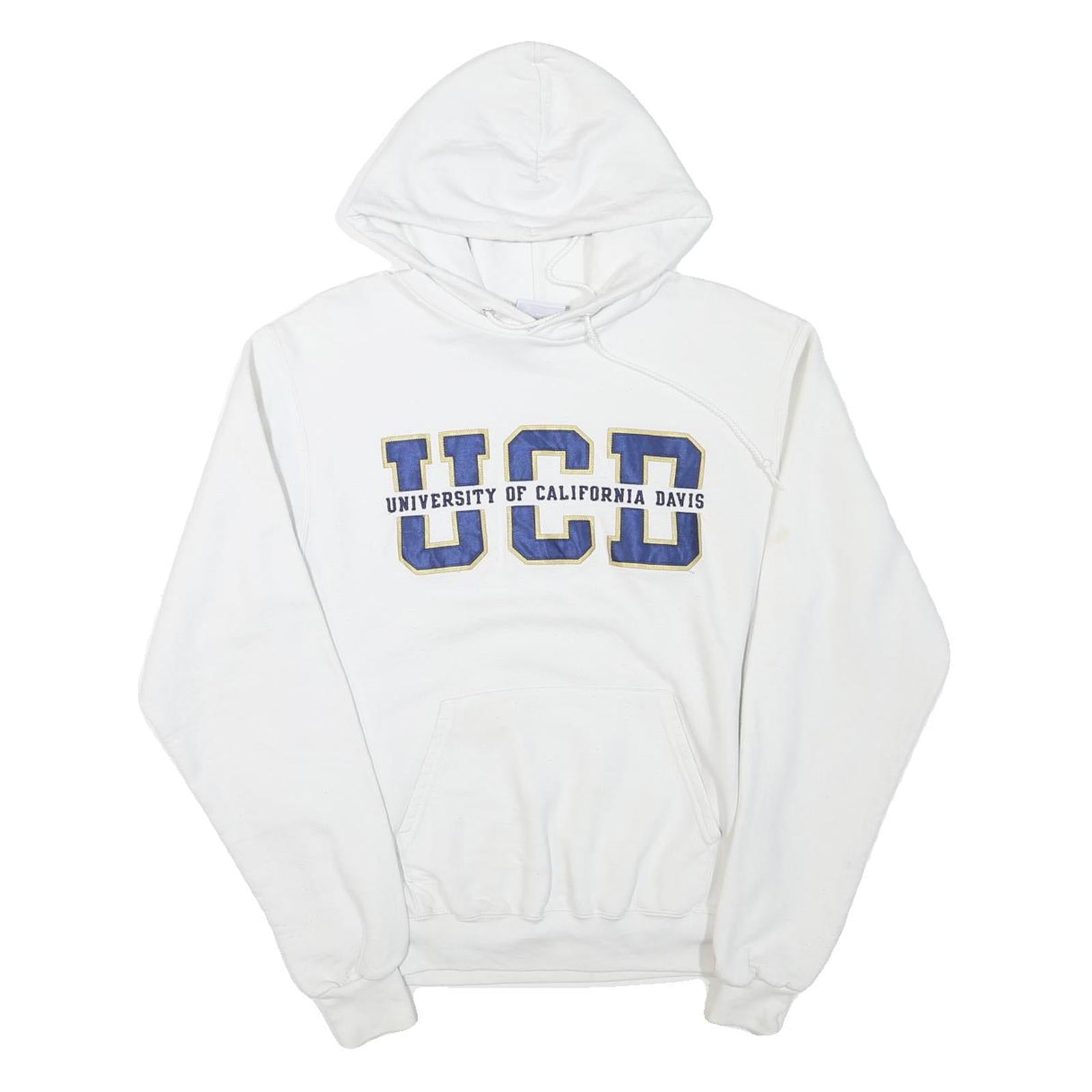 CHAMPION Mens White University Of California Davis Pullover Hoodie S Cotton