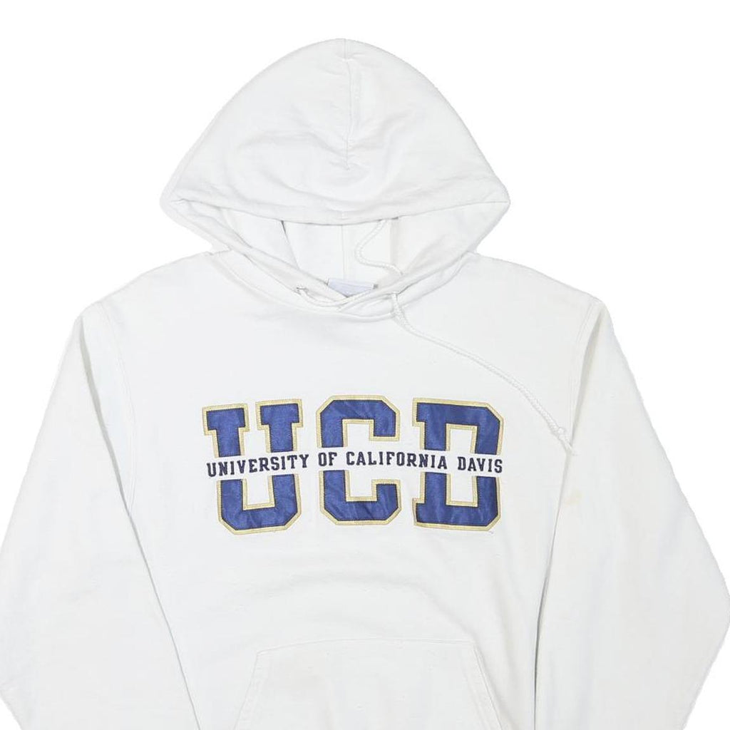 CHAMPION Mens White University Of California Davis Pullover Hoodie S Cotton