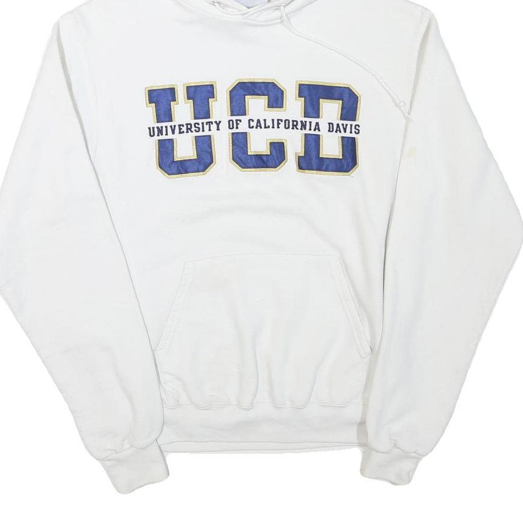 CHAMPION Mens White University Of California Davis Pullover Hoodie S Cotton