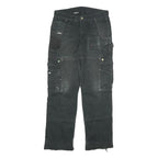 CARHARTT Mens Black Regular Fit Cargo Trousers W30 L30 Workwear Durable Cotton