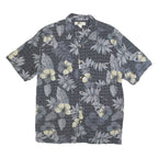 JOE MARLIN Mens Black Grey & Yellow Hawaiian Shirt XL Rayon Summer Casual