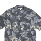 JOE MARLIN Mens Black Grey & Yellow Hawaiian Shirt XL Rayon Summer Casual