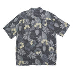 JOE MARLIN Mens Black Grey & Yellow Hawaiian Shirt XL Rayon Summer Casual