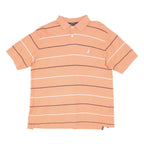 NAUTICA Mens Orange & White Striped Short Sleeve Polo Shirt M Cotton Blend