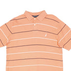 NAUTICA Mens Orange & White Striped Short Sleeve Polo Shirt M Cotton Blend